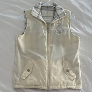 Ralph Lauren Cream Sleeveless Vest with Plaid Lining reversible water resistant